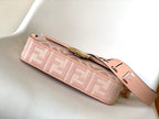 Fend Baguette Pink Canvas Bag 27 with FF Embroidery Ghw