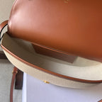 BESACE 23 IN WHITE CANVAS AND BROWN CALFSKIN