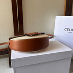 BESACE 23 IN WHITE CANVAS AND BROWN CALFSKIN