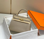 HM KELLY 28CM BROWN TOGO GOLD HARDWARE