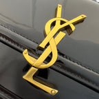 YSL Solferino Small Satchel Bag Black Gold Patent Leather 339430