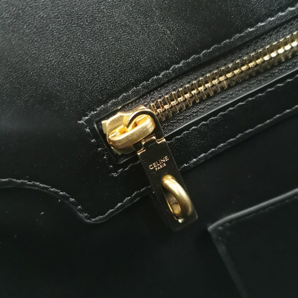 CONTI BAG 36 IN BRONZE BLACK CALFSKIN GOLD HARDWARE