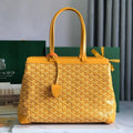 BELLECHASSE BIAUDE PM BAG 36 IN YELLOW GOYARDINE CANVAS AND CALFSKIN TRIM