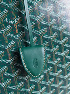 BELLECHASSE BIAUDE PM BAG 36 IN GREEN GOYARDINE CANVAS AND CALFSKIN TRIM