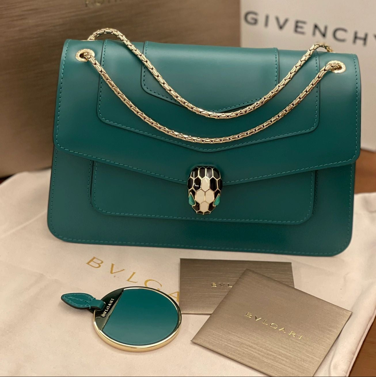 BVL Serpenti Forever Shoulder Bag 25cm Green Calfskin GHW 188644