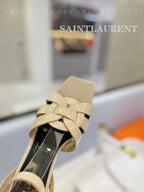 SL TRIBUTE SANDAL GLOSSY PASTEL YELLOW CALFSKIN
