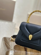 BVL Serpenti Reverse Top Handle 20cm Black Calfskin GHW 188564