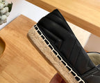 GG 26ss Loafer Black Straw Sheepskin 692196