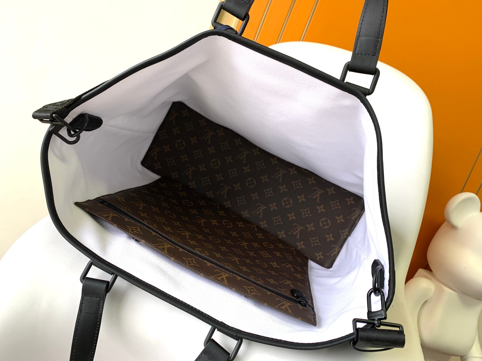LV Week-End Tote Large Handbag Brown Monogram Canvas