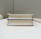 PEEKABOO ISEEU 27 IN WHITE SMOOTH CALFSKIN WITH WOVEN TRIM GOLD HARDWARE