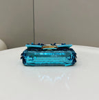 BAGUETTE MINI 19 IN BRIGHT TURQUOISE SEQUINS GOLD HARDWARE