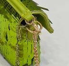 BAGUETTE MINI 19 IN LIMERICK GREEN SEQUINS GOLD HARDWARE