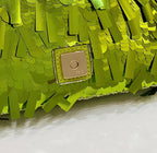 BAGUETTE MINI 19 IN LIMERICK GREEN SEQUINS GOLD HARDWARE