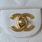 Flap Bag 20cm White Caviar Gold Hardware