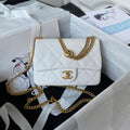 Flap Bag 20cm White Caviar Gold Hardware