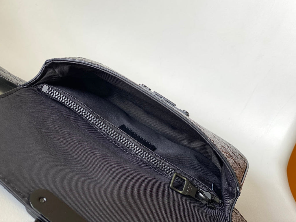 LV S Lock Sling Bag 21cm Black Monogram-embossed Taurillon leather
