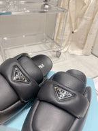 PRA SOFT PADDED NAPPA SHEARLING MULES BLACK LAMBSKIN