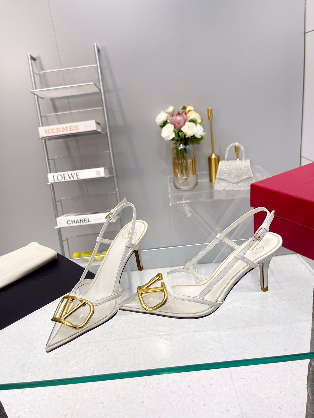VT Vlogo Slingback White PVC Sheepskin 342415