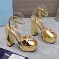 Prada Sandal 130mm Gold Patent Leather