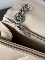 CRUSH CHAINED BAG 32 IN BEIGE QUILTED LAMBSKIN SILVER HARDWARE