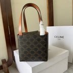 CUBE BAG 15 IN BLACK TRIOMPHE CANVAS AND BROWN CALFSKIN