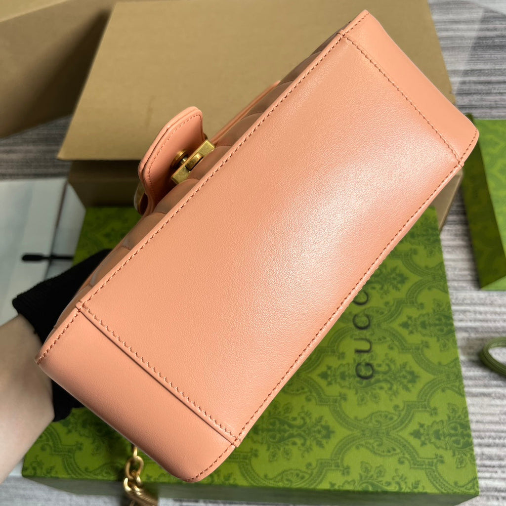 GG MARMONT MINI 21 CLASSIC BAG IN PEACH PINK CALFSKIN