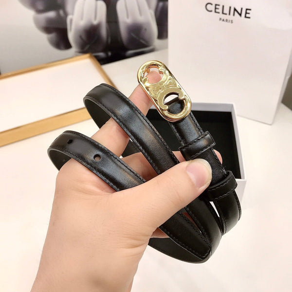 CL Gold 18mm Triomphe Enamel Black Cowhide 608384