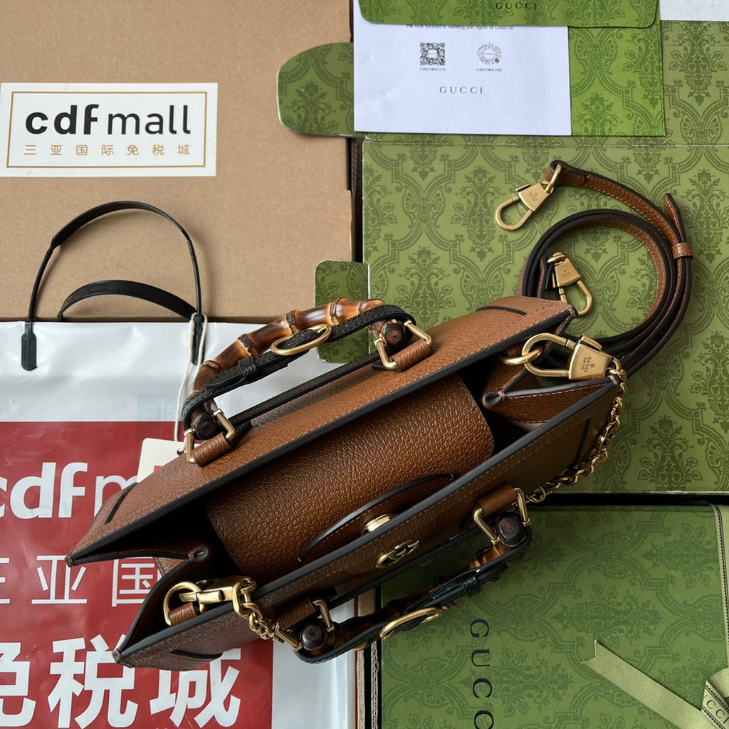 Gucci Diana Bamboo Bag Brown Calfskin 240101