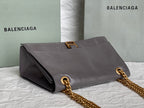 CRUSH MEDIUM CHAIN BAG 31 IN SUVA GRAY CRUSHED CALFSKIN GOLD HARDWARE