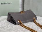 CRUSH SMALL CHAIN BAG 25 IN SUVA GRAY CRUSHED CALFSKIN GOLD HARDWARE