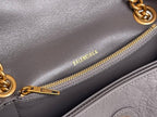 CRUSH SMALL CHAIN BAG 25 IN SUVA GRAY CRUSHED CALFSKIN GOLD HARDWARE