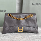 CRUSH SMALL CHAIN BAG 25 IN SUVA GRAY CRUSHED CALFSKIN GOLD HARDWARE