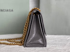CRUSH SMALL CHAIN BAG 25 IN SUVA GRAY CRUSHED CALFSKIN GOLD HARDWARE