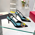 VT Vlogo Signature 75mm Black Slingback Sheepskin