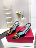 VT Vlogo Signature Black Slingback Patent Leather