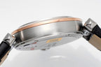 pasha 30mm quartz pink gold white dial black leather