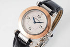 pasha 30mm quartz pink gold white dial black leather