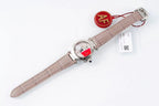 pasha 30mm quartz stainless steel pink dial light brown leather
