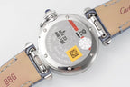 pasha 30mm quartz stainless steel white dial cloud blue leather
