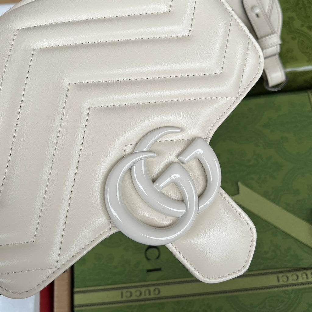 gg marmont mini 18cm all white calfskin