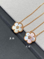 VCA Flower Lucky Spring White Mop Necklace Pink Gold