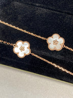 VCA Lucky Spring Flower White Mop 1 Diamond Pink Gold Bracelet