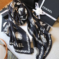CC Scarf 180 CM In Black White Cashmere Silk 401134