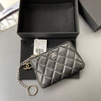 CC A50168 Keyring Cardholder Black Sheepskin Sliver Steel 229703