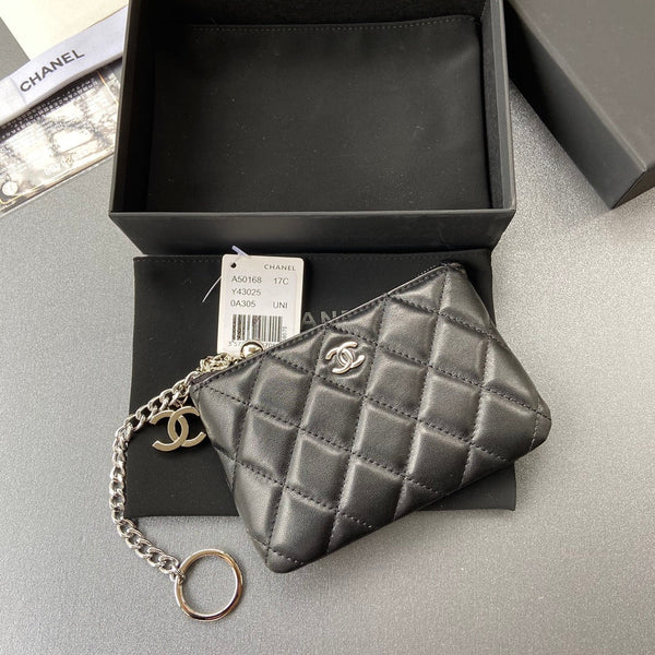 CC A50168 Keyring Cardholder Black Sheepskin Sliver Steel 229703