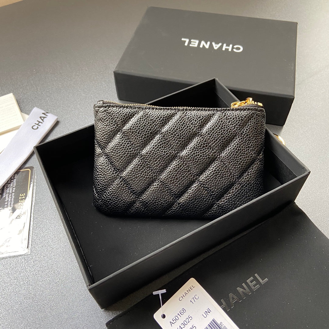 CC A50168 Keyring Cardholder Black Caviar GHW 229709