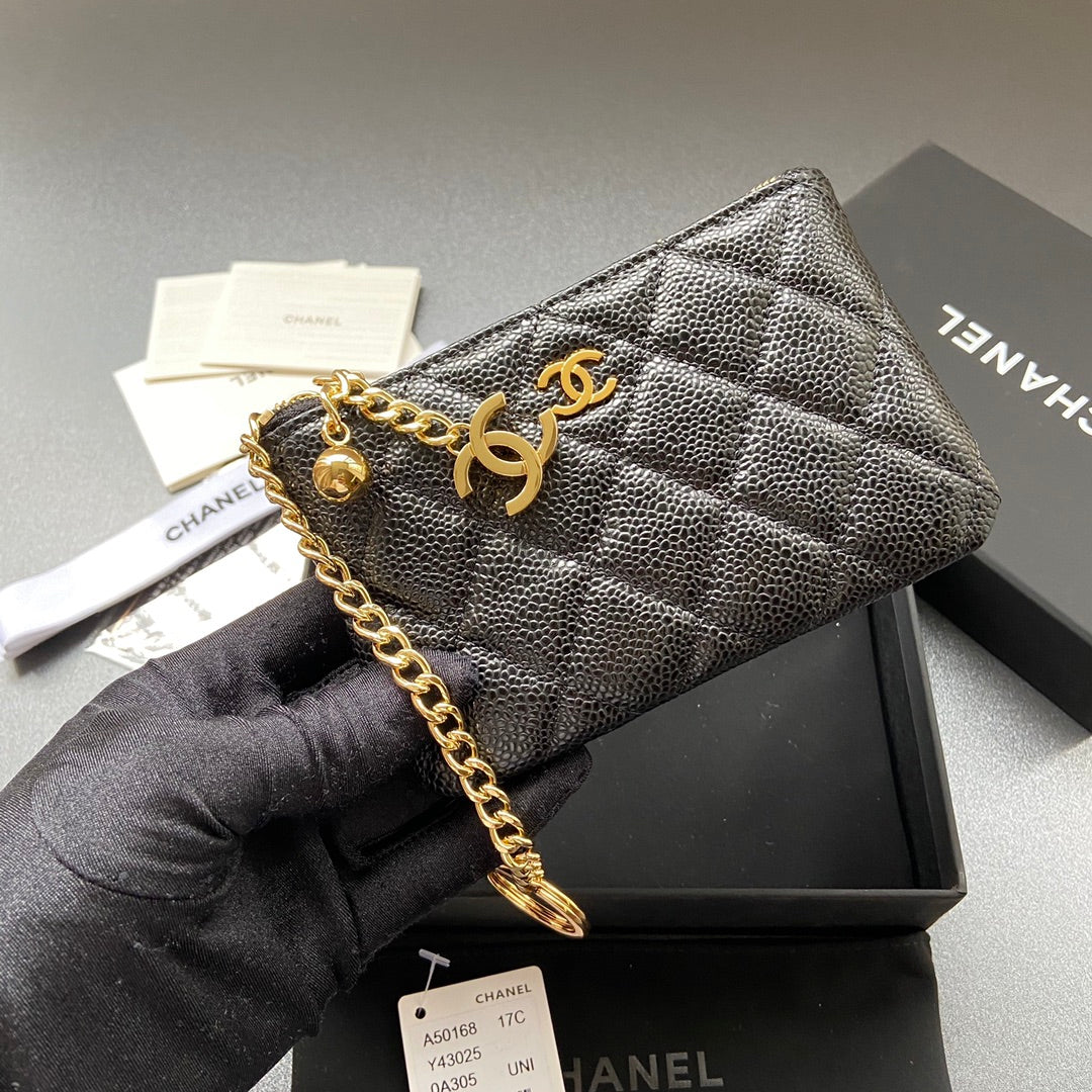 CC A50168 Keyring Cardholder Black Caviar GHW 229709