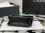 CC Quilted Mini Graphic Catch Flap Bag Black Lambskin