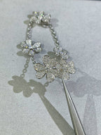 VCA Flower 5 Motifs Pink Mop Full Diamond Bracelet