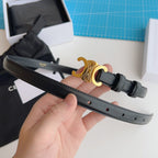 Triomphe Belt 18mm Black Calfskin Gold Buckle
